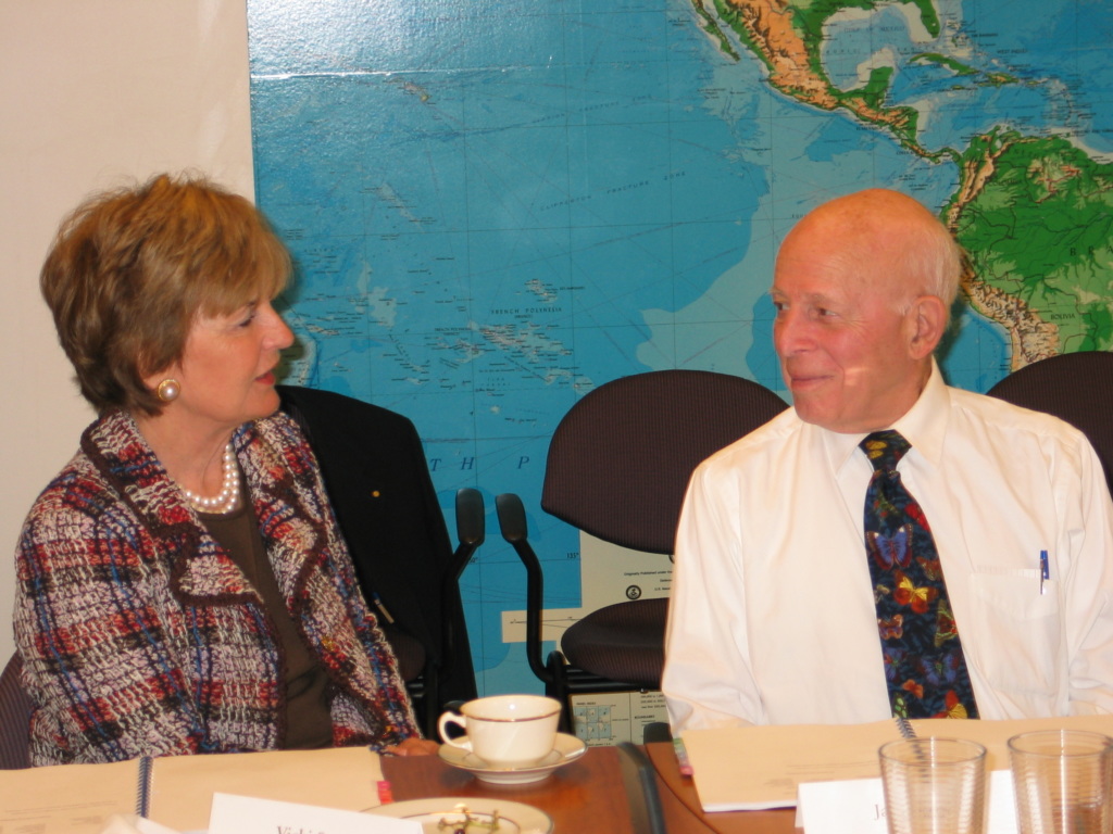 Vicki Sant and Jack Gibbons Talking at Fall 2006 BOD Meeting